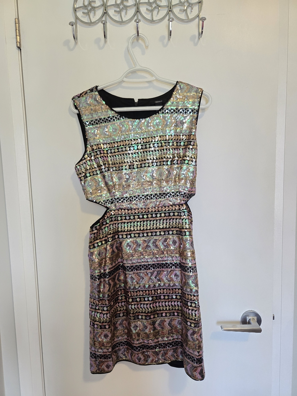 Forever 21 Iridescent Multicolor Sequin Cutout Mini Dress